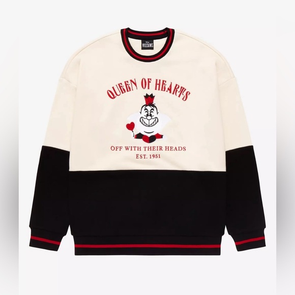 2X Disney Villains Alice in Wonderland Queen of Hearts Panel Crewneck - Picture 2 of 2